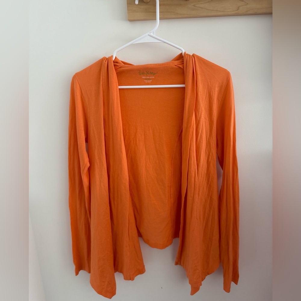 Lilly Pulitzer Orange Pima Cotton Cardigan Sweater XS